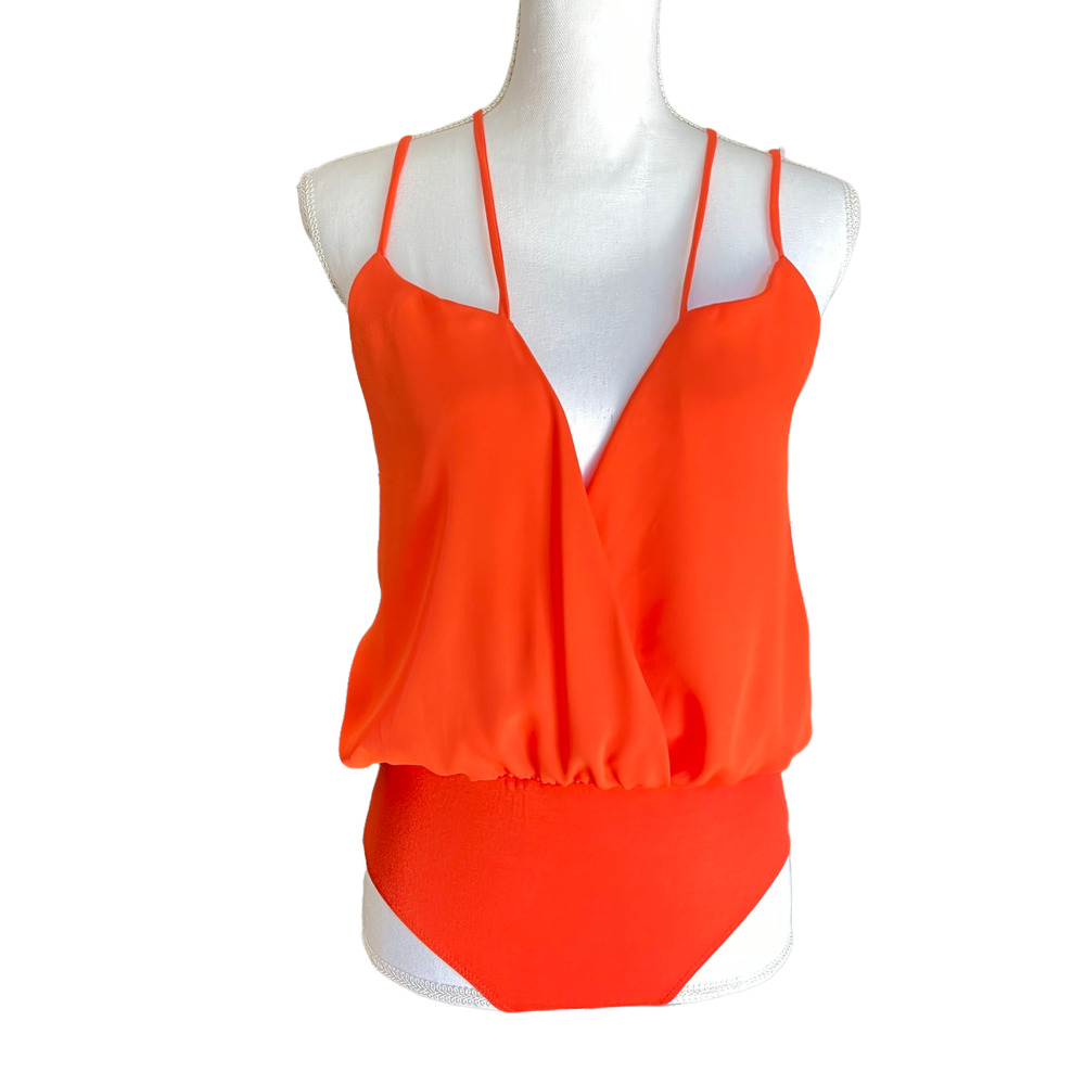 NWT Charlotte Russe Orange Wrap Bodysuit Size S